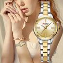 Curren relógios femininos elegante moda original relógio de quartzo para Laides à prova dwaterproof água aço inoxidável simples luxo uso diário