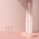 Escova de Dentes Elétrica Sônica com 4 Cabeçotes de Reposição, 5 Modos, IPX7, Carregamento USB