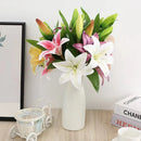 Lírio De Plástico Artificial Com Flores Falsas, Flores Falsificadas Para Casamento, Festa Em Casa, Jardim, Decoração De Escritório, Falsas Flores, 3 Cabeças