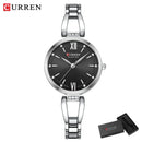 Curren relógios femininos elegante moda original relógio de quartzo para Laides à prova dwaterproof água aço inoxidável simples luxo uso diário