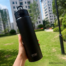 Tyeso 600/750ml garrafa térmica com canudo de aço inoxidável copo térmico do carro garrafas de água esportivas mantém frio e calor caneca térmica
