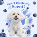 Spray Desodorizante para Pets Cães e Gatos, Aroma Natural Duradouro de Mirtilo, Controle de Odor Sem Álcool, Portátil