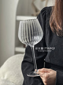 Vertical Stripe Red Wine Glass, Cálice De Cristal De Grande Capacidade, Taça De Champanhe, Vidro Em Relevo, 570ml