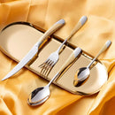 Conjunto de Talheres de Aço Inoxidável com 24 Peças, Incluindo Faca, Garfo, Colher e Colher de Café, Caixa de Presente, Lavável na Máquina de Lavar Louça