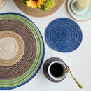 Conjunto de 4 Sousplats Redondos Trançados Laváveis 11/30cm, Protetores de Mesa Antiderrapantes e Resistentes ao Calor para Mesa de Jantar