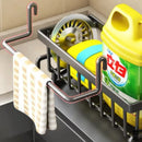 Prateleira compacta para temperos montada na torneira – Organizador de pia com rack de drenagem – Armazenamento de cozinha que economiza espaço para utensílios/acessórios