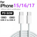 60w tipo c para tipo c cabo linha de dados para iphone 15 16 17 samsung xiaomi carregamento rápido usb c para c cabo tipo c carregador de dados 1m2m