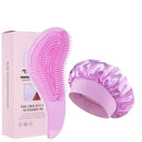 Conjunto de cuidados capilares, 2/4 peças, massagem no couro cabeludo, pente desembaraçador + touca de dormir de cetim + 2 elásticos de cabelo, acessórios de cabelo anti-frizz para mulheres