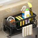 Prateleira compacta para temperos montada na torneira – Organizador de pia com rack de drenagem – Armazenamento de cozinha que economiza espaço para utensílios/acessórios
