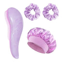 Conjunto de cuidados capilares, 2/4 peças, massagem no couro cabeludo, pente desembaraçador + touca de dormir de cetim + 2 elásticos de cabelo, acessórios de cabelo anti-frizz para mulheres