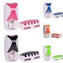 1 conjunto de suporte de escova de dentes fácil de usar com dispensador automático de pasta de dente, rack de armazenamento de escova de dentes montado na parede e banheiro