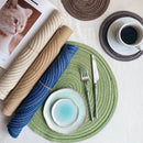 Conjunto de 4 Sousplats Redondos Trançados Laváveis 11/30cm, Protetores de Mesa Antiderrapantes e Resistentes ao Calor para Mesa de Jantar