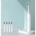 Escova de Dentes Elétrica Sônica com 4 Cabeçotes de Reposição, 5 Modos, IPX7, Carregamento USB