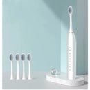 Escova de Dentes Elétrica Sônica com 4 Cabeçotes de Reposição, 5 Modos, IPX7, Carregamento USB