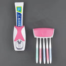 1 conjunto de suporte de escova de dentes fácil de usar com dispensador automático de pasta de dente, rack de armazenamento de escova de dentes montado na parede e banheiro