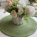 Conjunto de 4 Sousplats Redondos Trançados Laváveis 11/30cm, Protetores de Mesa Antiderrapantes e Resistentes ao Calor para Mesa de Jantar