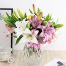 Lírio De Plástico Artificial Com Flores Falsas, Flores Falsificadas Para Casamento, Festa Em Casa, Jardim, Decoração De Escritório, Falsas Flores, 3 Cabeças