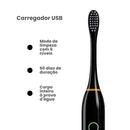 Escova de Dentes Elétrica Sônica com 4 Cabeçotes de Reposição, 5 Modos, IPX7, Carregamento USB