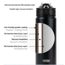 Tyeso 600/750ml garrafa térmica com canudo de aço inoxidável copo térmico do carro garrafas de água esportivas mantém frio e calor caneca térmica