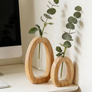 2 peças de vasos de madeira para plantas hidropônicas com tubos de vidro criativos, vasos decorativos para escritório, espaço de trabalho, casa, sala de estar