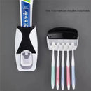 1 conjunto de suporte de escova de dentes fácil de usar com dispensador automático de pasta de dente, rack de armazenamento de escova de dentes montado na parede e banheiro