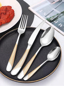 Conjunto de Talheres de Aço Inoxidável com 24 Peças, Incluindo Faca, Garfo, Colher e Colher de Café, Caixa de Presente, Lavável na Máquina de Lavar Louça