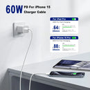 60w tipo c para tipo c cabo linha de dados para iphone 15 16 17 samsung xiaomi carregamento rápido usb c para c cabo tipo c carregador de dados 1m2m