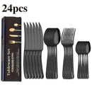 Conjunto de Talheres de Aço Inoxidável com 24 Peças, Incluindo Faca, Garfo, Colher e Colher de Café, Caixa de Presente, Lavável na Máquina de Lavar Louça